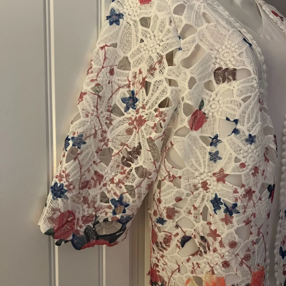 NWOT CHRISMcLAUGHLIN FLORAL LACE TOP TOPPER SZ XL - Picture 5 of 13